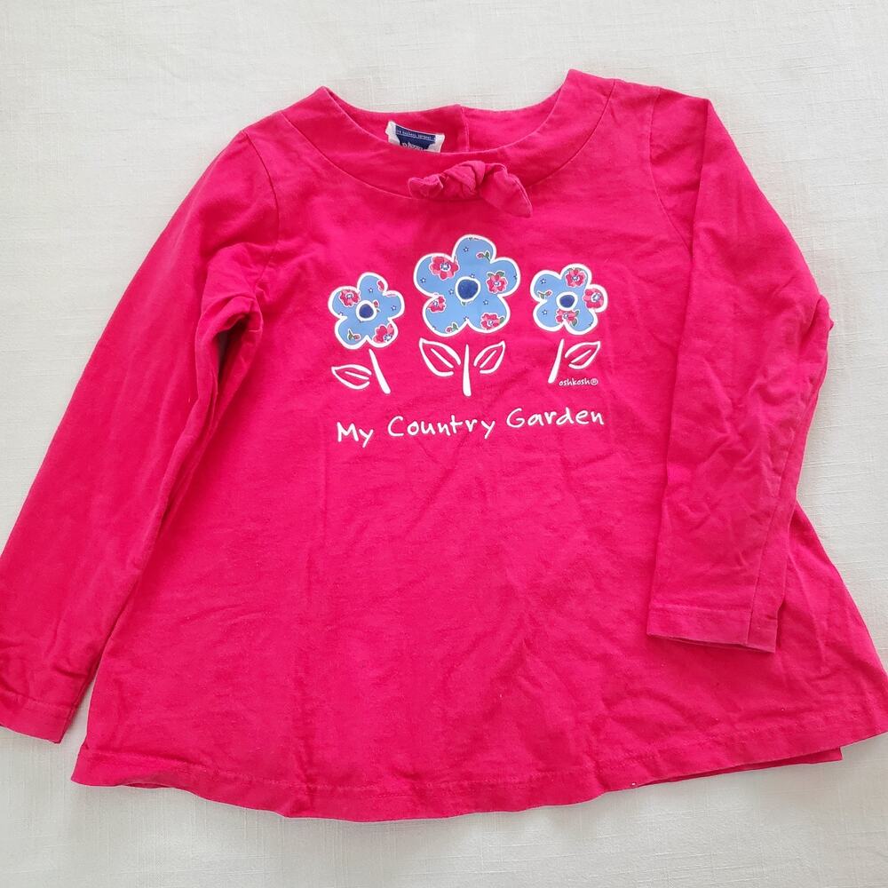 Vintage Oshkosh "Country Garden" Pink Long Sleeve kids 6